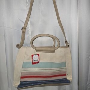 NWT RELEC CANVAS BEIGE SATCHEL BAG